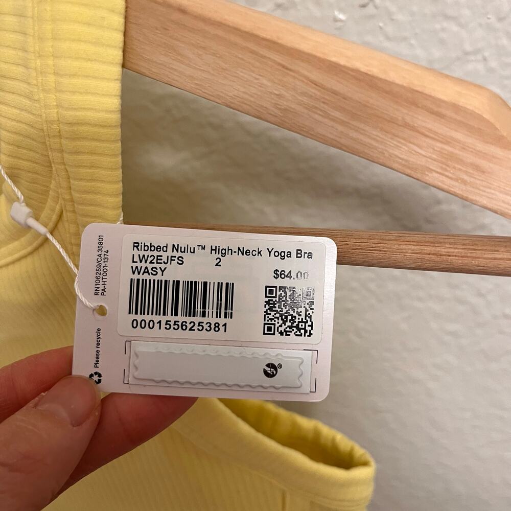 NWT Lululemon Ribbed Nulu High Neck Yoga Bra Yellow Racerback Size 2 Stretch - Picture 4 of 6